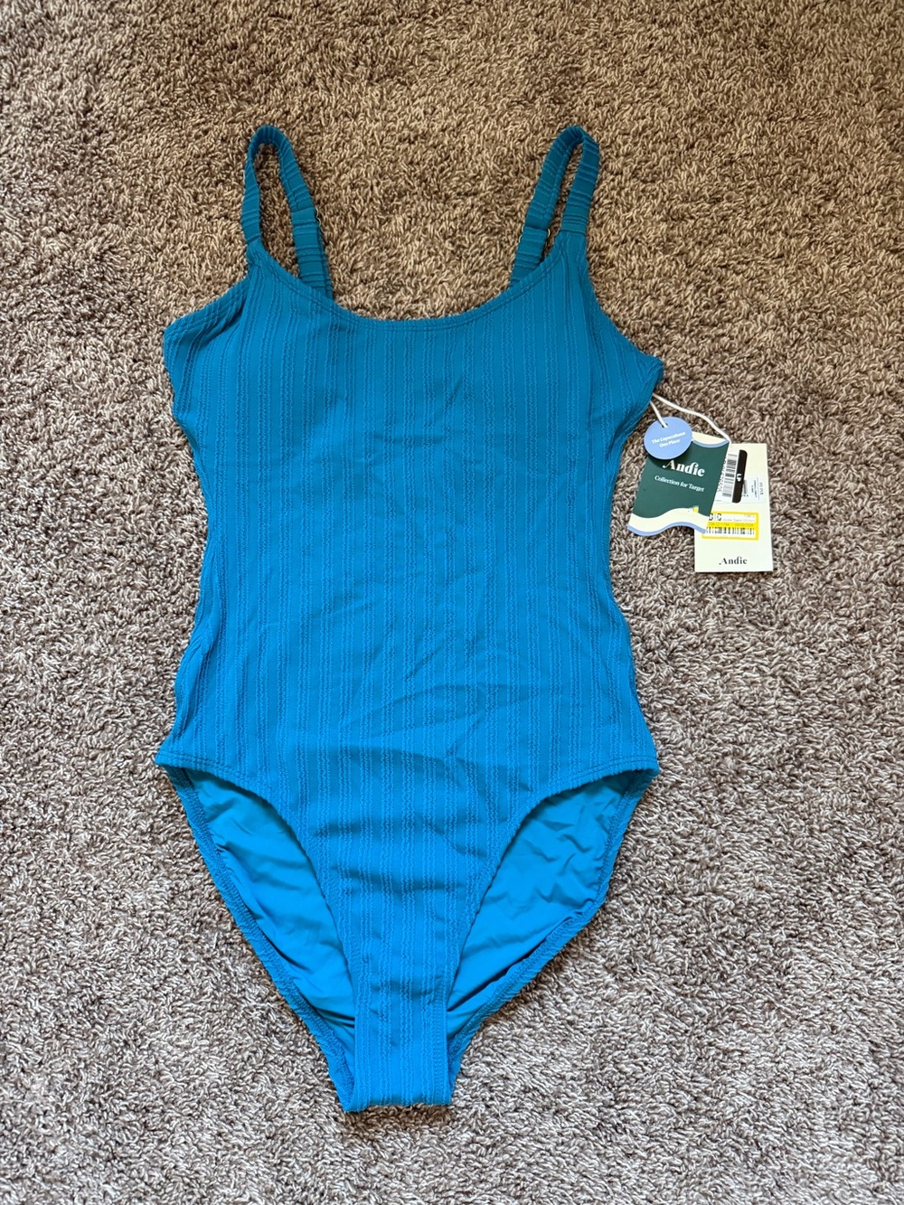 Andie NWT Copacabana Striped Blue One Piece Swimsuit Size XS